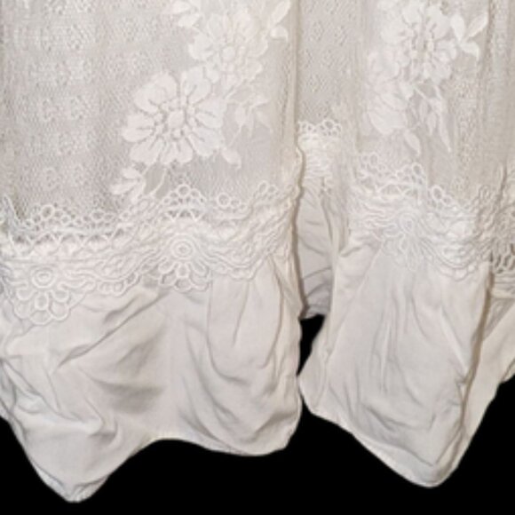 Lulus Short Sleeve Ivory Lace Overlay Ruffled Country Boho Style Long Maxi Dress - Picture 5 of 6